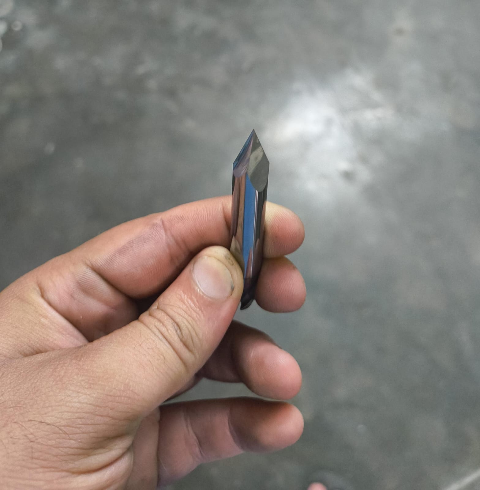 Sharpened carbide end mill ready for machining