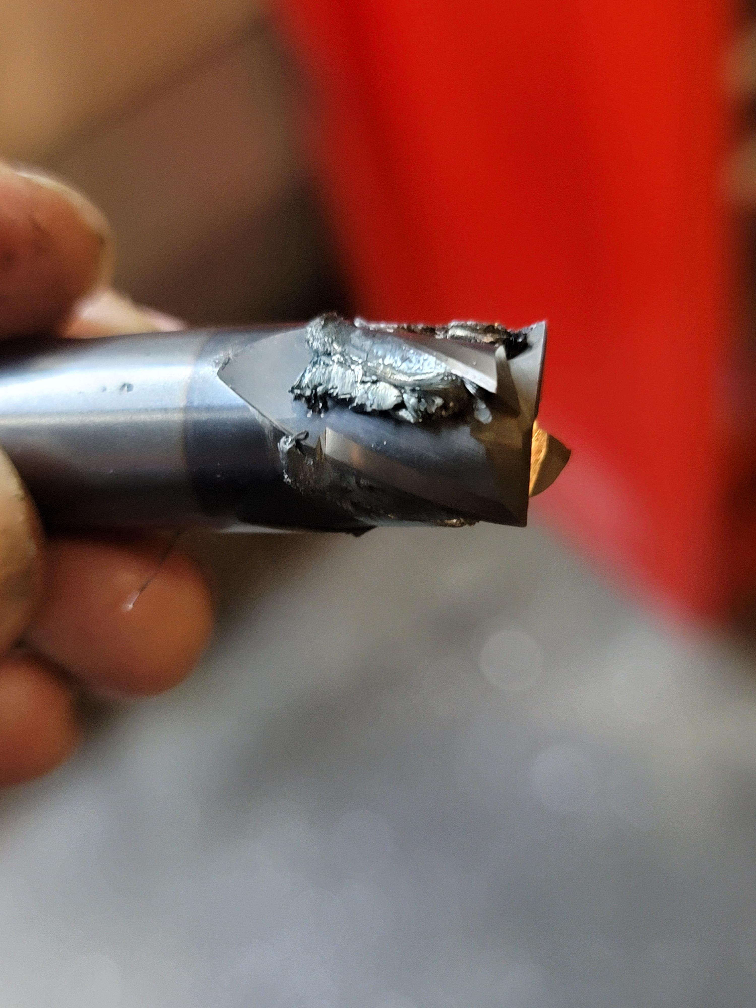 Used carbide end mill cutting edges before sharpening